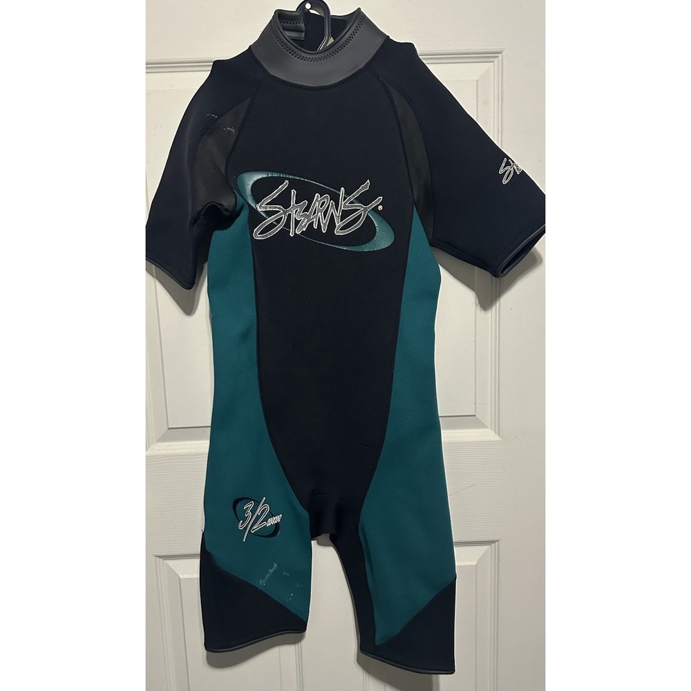 Stearns 1 Piece 3/2 Wetsuit Short Sleeve Surfer Snorkelin Zip Back Sz M